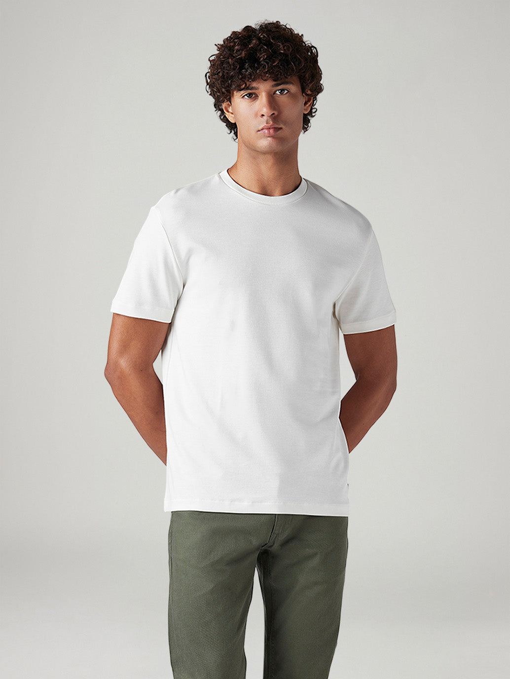 Men's Solid Regular Fit Interlock T-Shirt - Front View