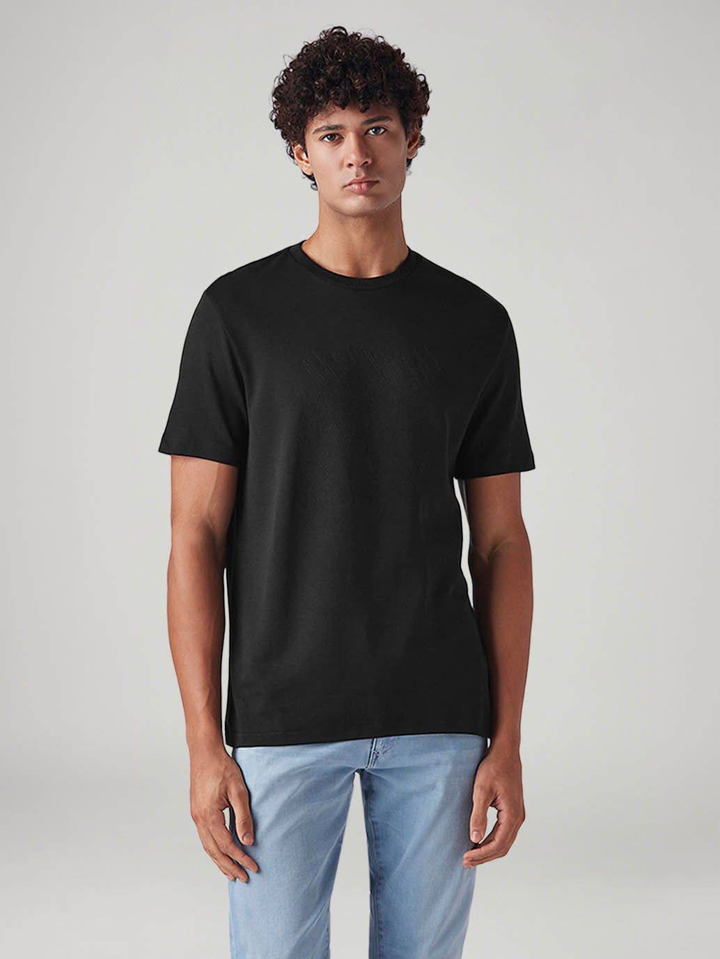 Men's Self-Design Regular Fit Interlock T-Shirt - Front View