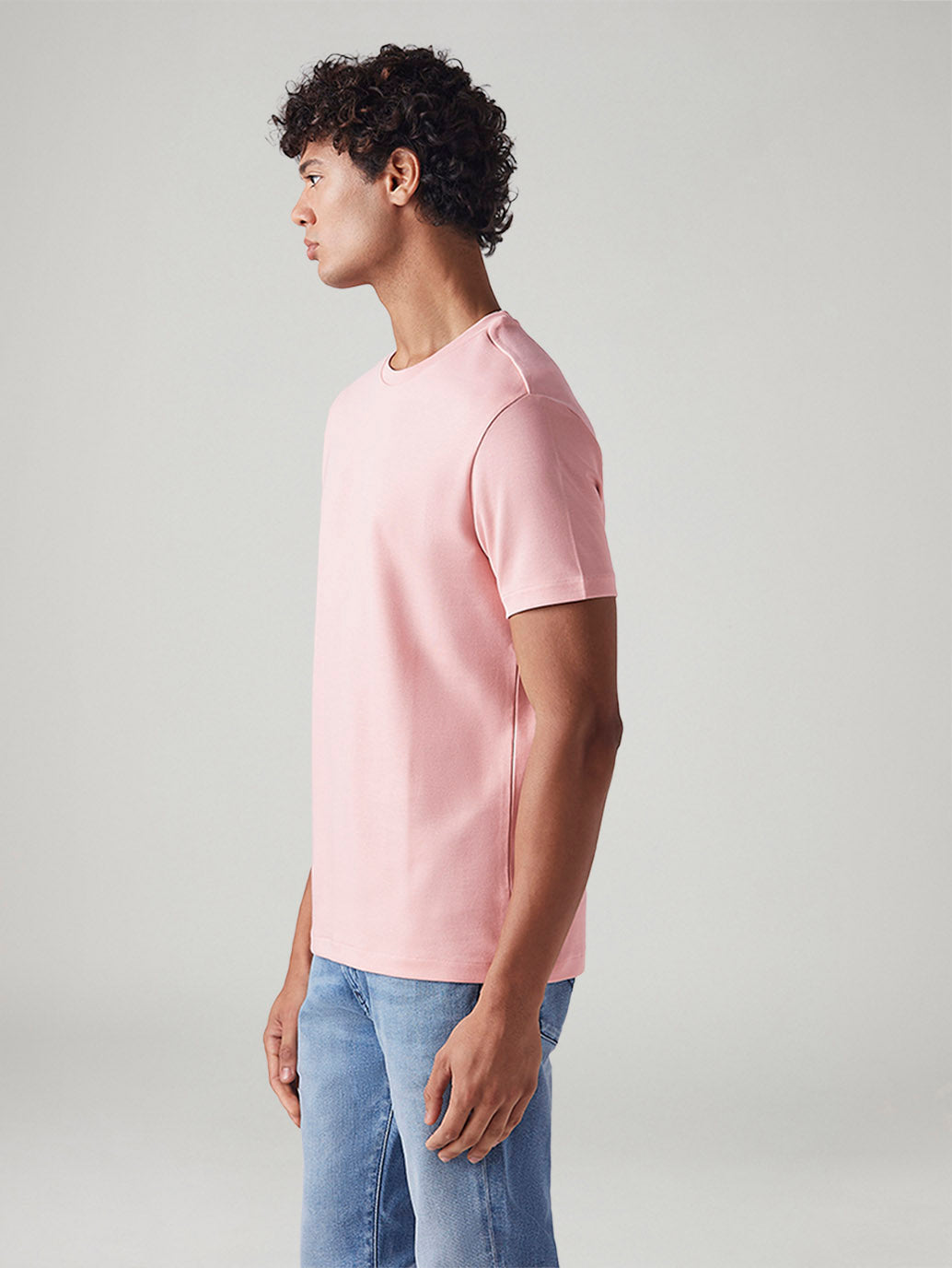 Men's Solid Regular Fit Interlock T-Shirt - Side View