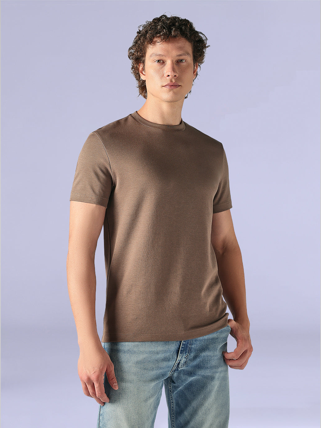 Men's Redloop Solid Slim Fit Interlock T-Shirt - Styleshot View
