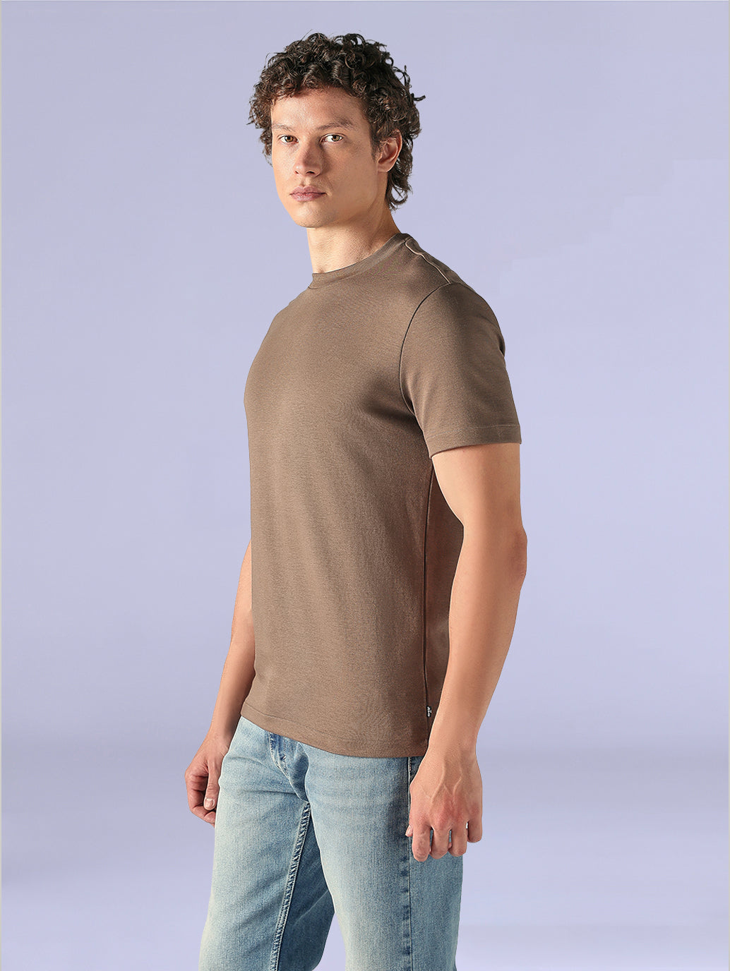 Men's Redloop Solid Slim Fit Interlock T-Shirt - Side View