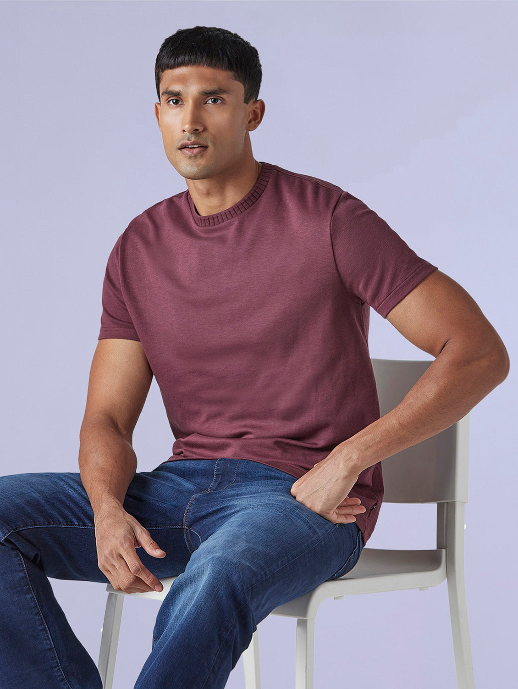 Men's Solid Slim Fit Redloop Interlock T-Shirt