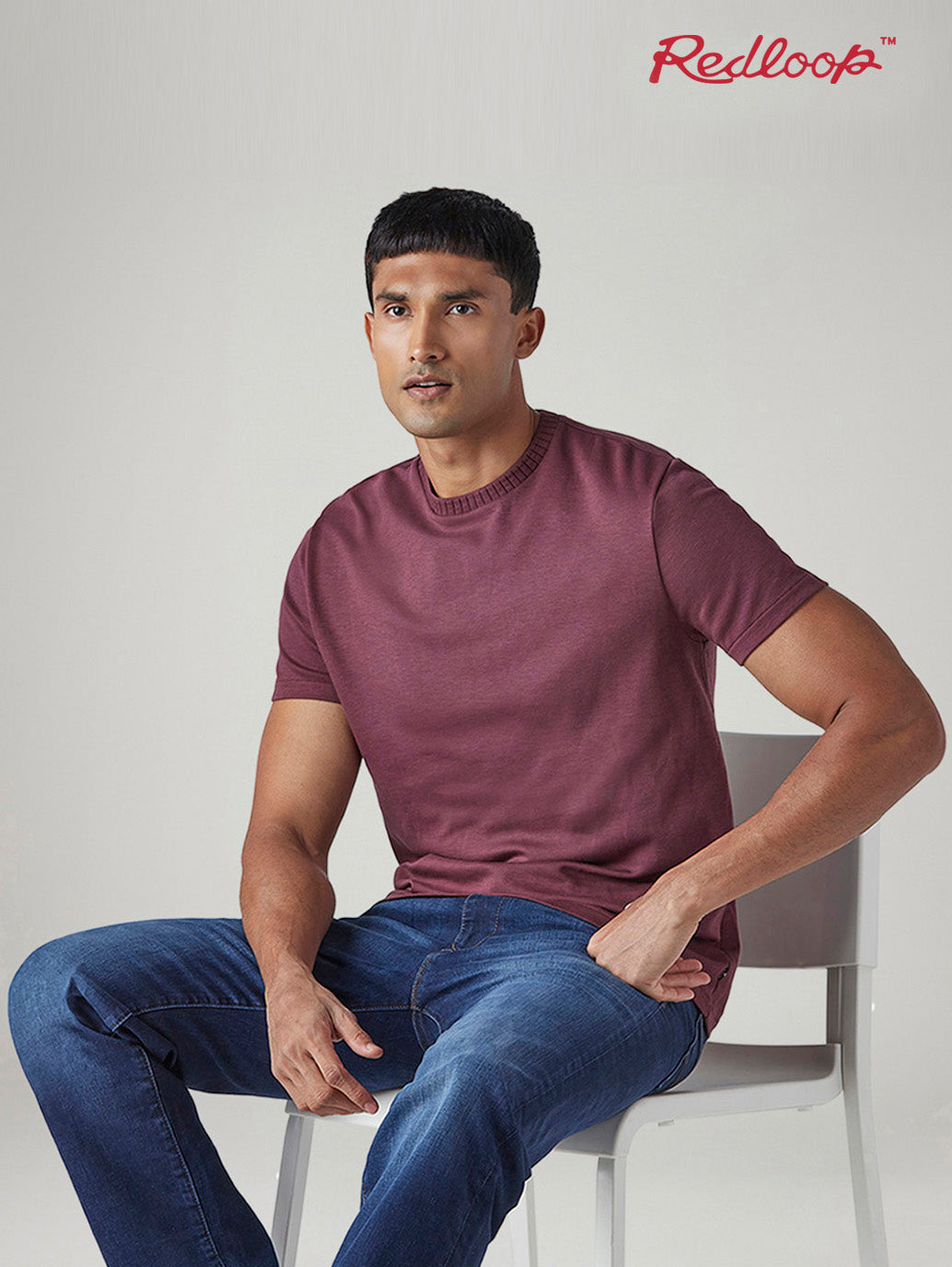 Men's Solid Slim Fit Redloop Interlock T-Shirt