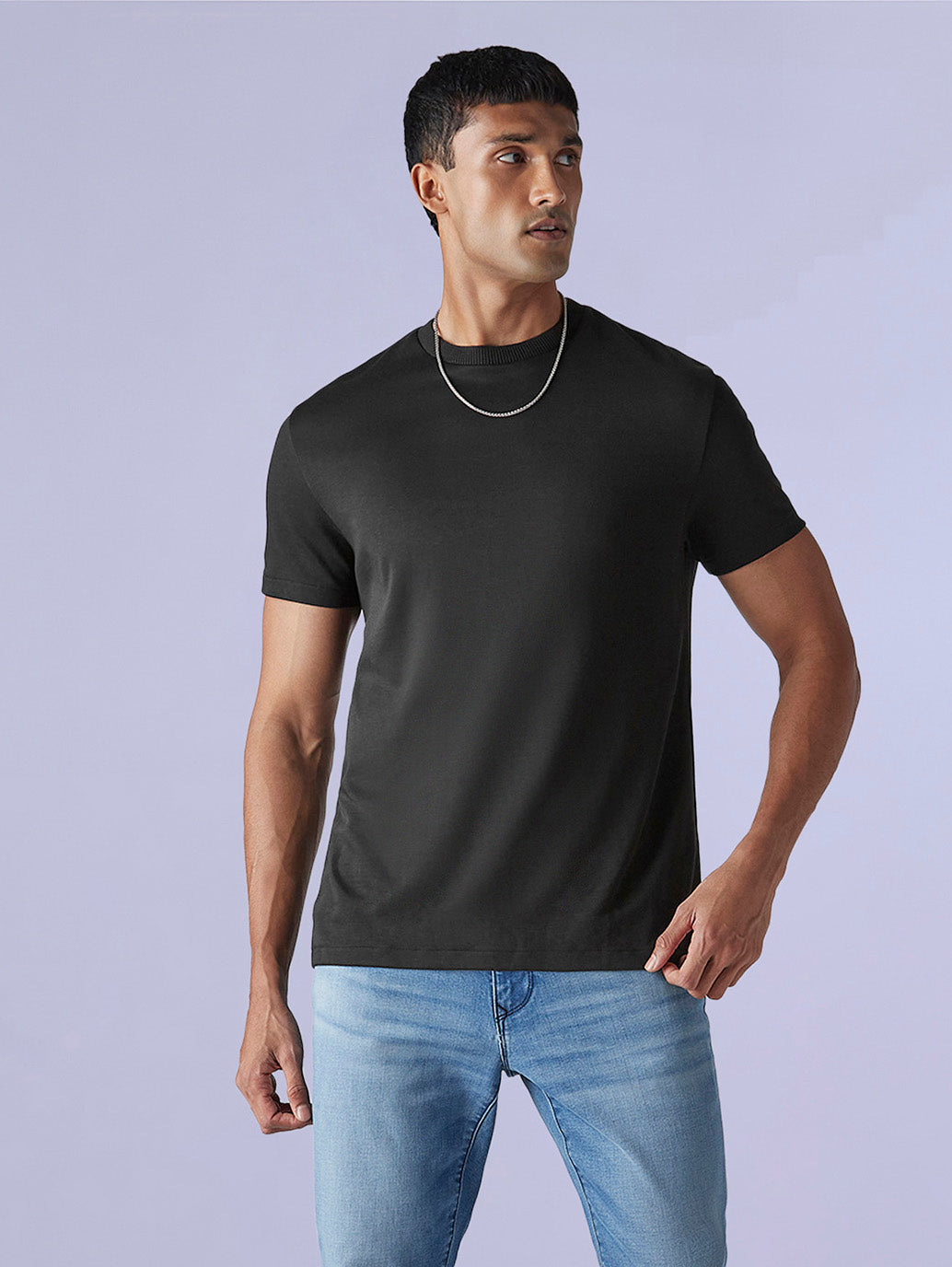 Men's Solid Slim Fit Redloop Interlock T-Shirt