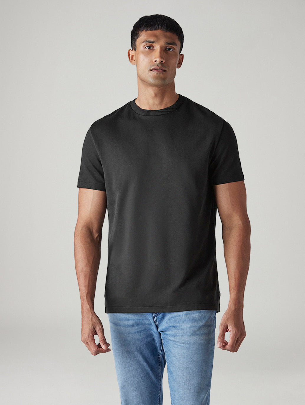 Men's Solid Slim Fit Redloop Interlock T-Shirt - Front View