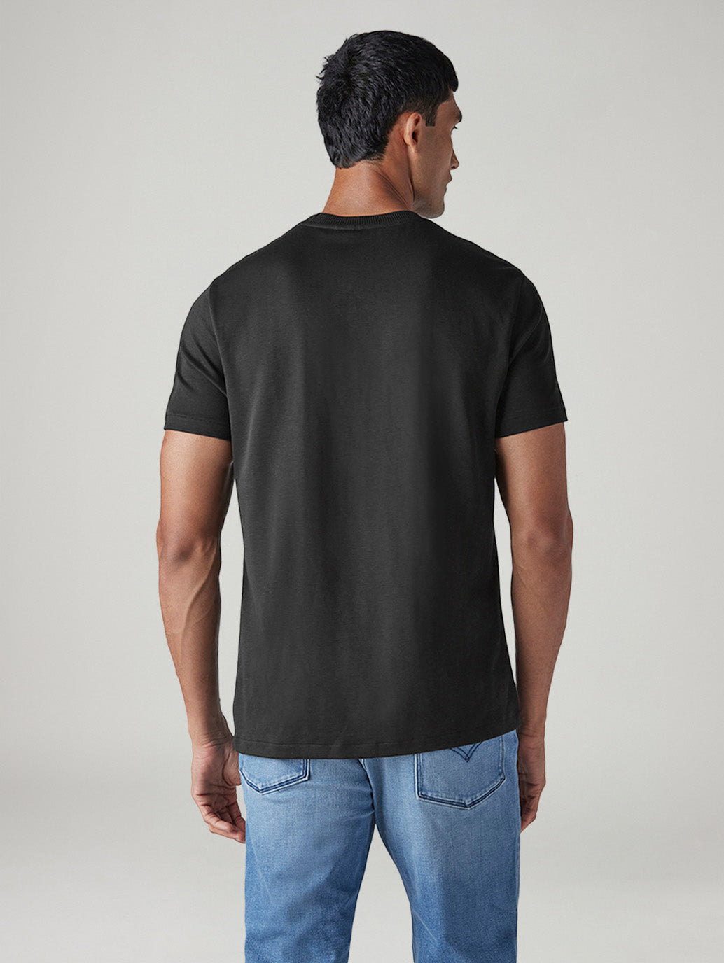 Men's Solid Slim Fit Redloop Interlock T-Shirt - Back View