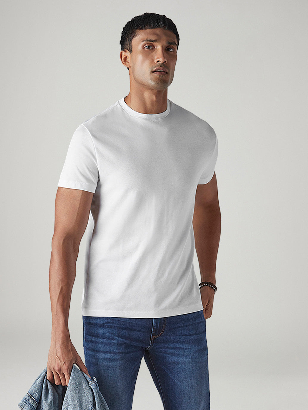 Men's Solid Slim Fit Interlock Redloop T-Shirt