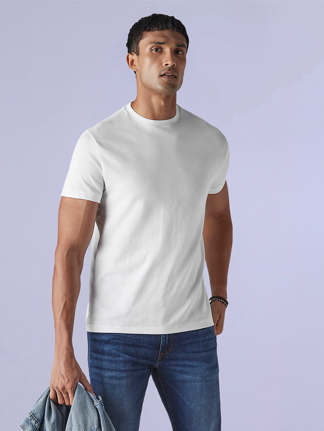 Men's Solid Slim Fit Interlock Redloop T-Shirt