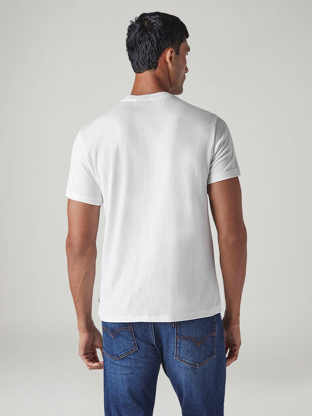 Men's Solid Slim Fit Interlock Redloop T-Shirt - Back View