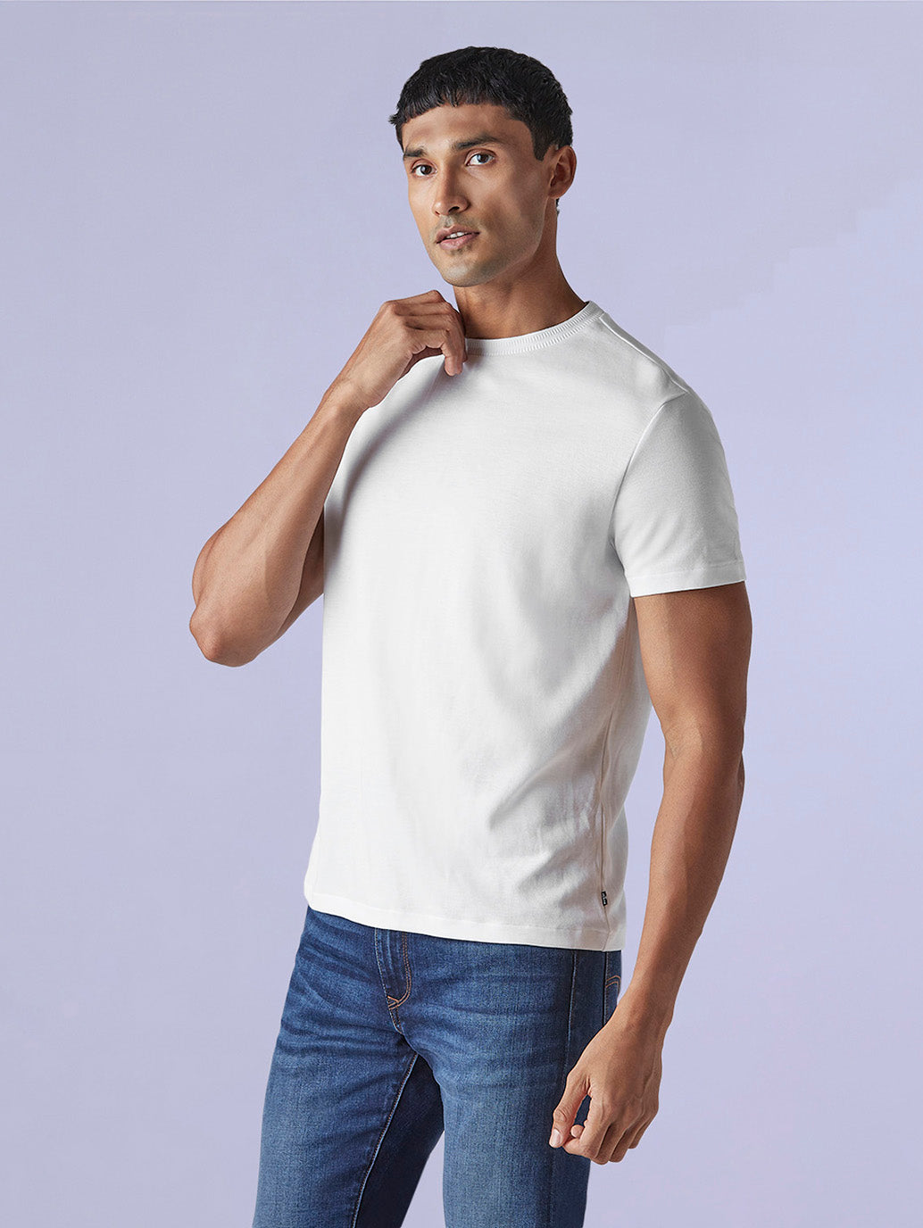 Men's Solid Slim Fit Interlock Redloop T-Shirt - 7dea7a8b-3948-4b03-9611-983989873aa2 View