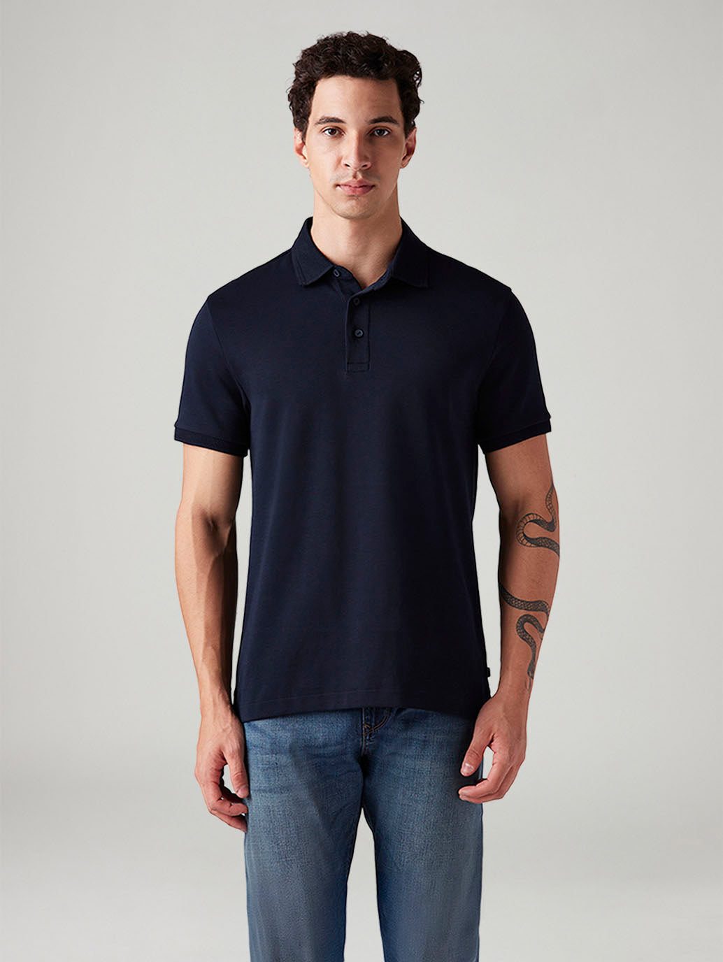 Men's Solid Slim Fit Polo T-Shirt - Front View