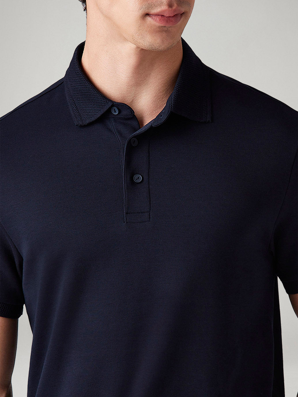 Men's Solid Slim Fit Polo T-Shirt - Detail View