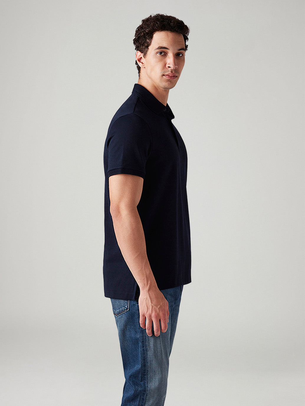 Men's Solid Slim Fit Polo T-Shirt - Side View