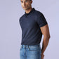 Men's Redloop Solid Navy Slim Fit Interlock Polo T-shirt - e9c306cf-820f-452e-ad0b-0b9562738bbc View