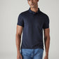 Men's Redloop Solid Navy Slim Fit Interlock Polo T-shirt - Front View