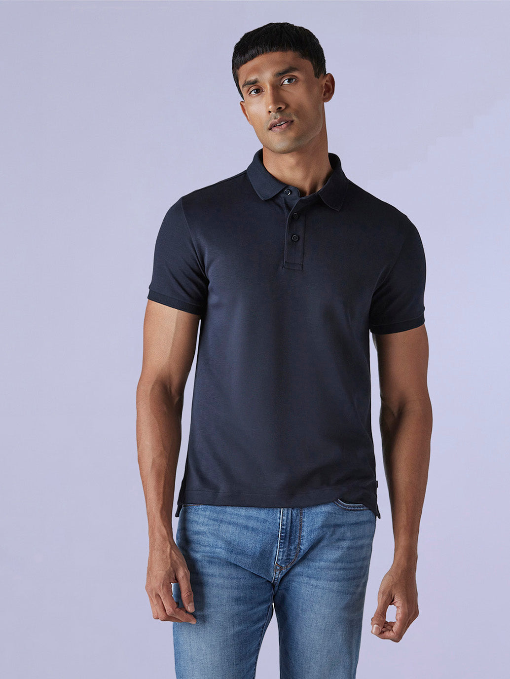 Men's Redloop Solid Navy Slim Fit Interlock Polo T-shirt - b26b17f8-69cb-461e-8074-4cb666563970 View