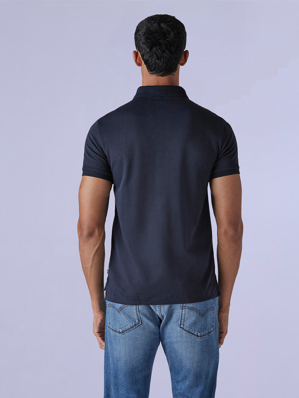 Men's Redloop Solid Navy Slim Fit Interlock Polo T-shirt - c2a6f39f-3b2f-4198-a8fc-628df92b68ed View