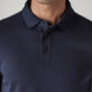 Men's Redloop Solid Navy Slim Fit Interlock Polo T-shirt - Detail View