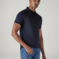 Men's Redloop Solid Navy Slim Fit Interlock Polo T-shirt - Side View