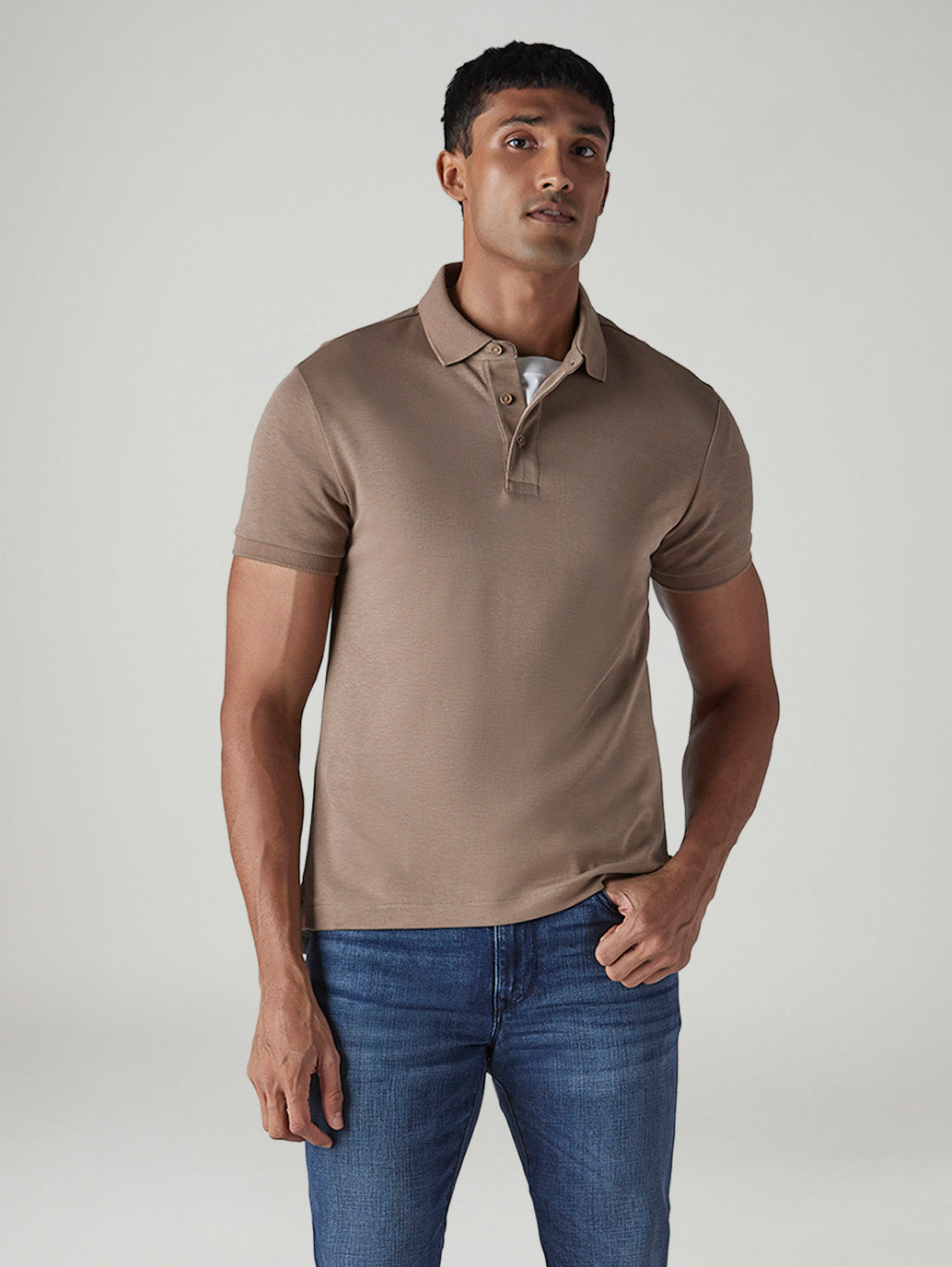 Men's Redloop Solid Slim Fit Interlock Polo T-shirt - Styleshot View
