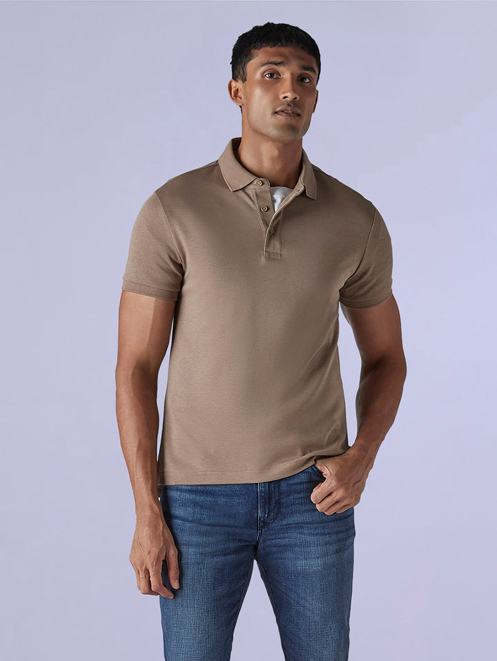 Men's Redloop Solid Slim Fit Interlock Polo T-shirt