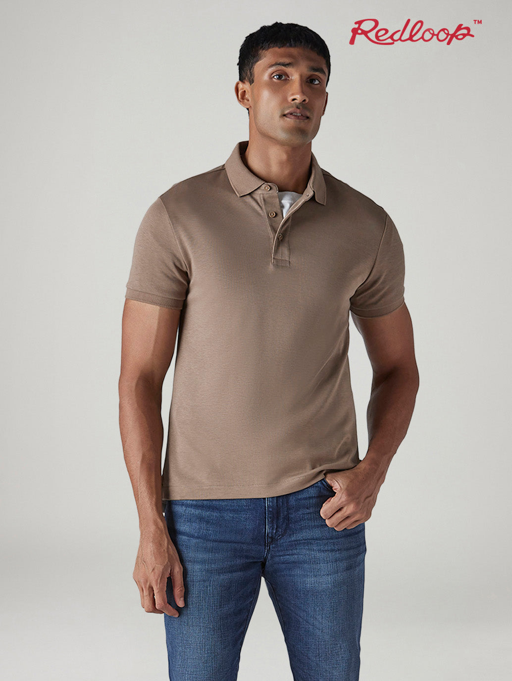 Men's Redloop Solid Slim Fit Interlock Polo T-shirt