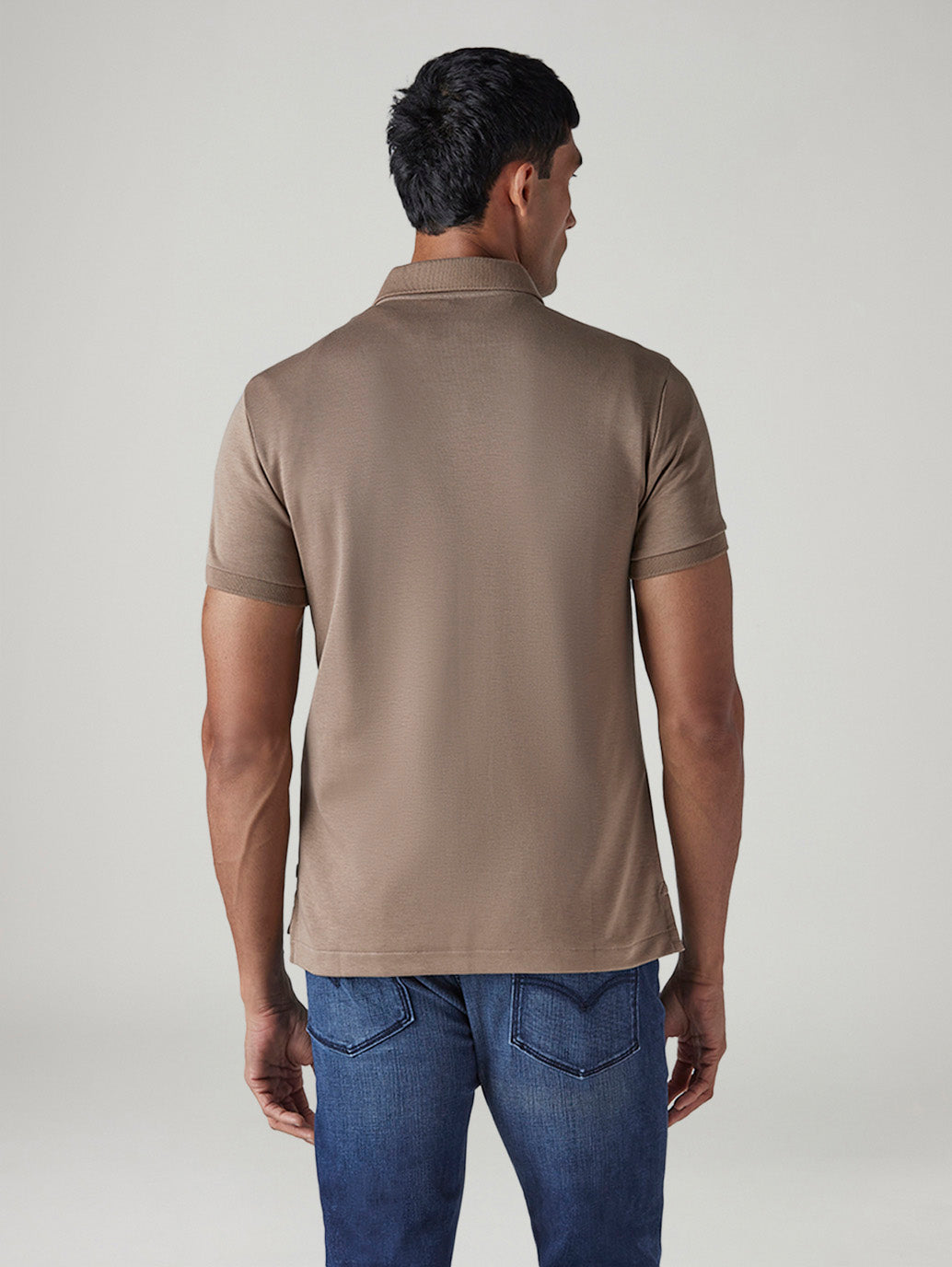 Men's Redloop Solid Slim Fit Interlock Polo T-shirt - Back View
