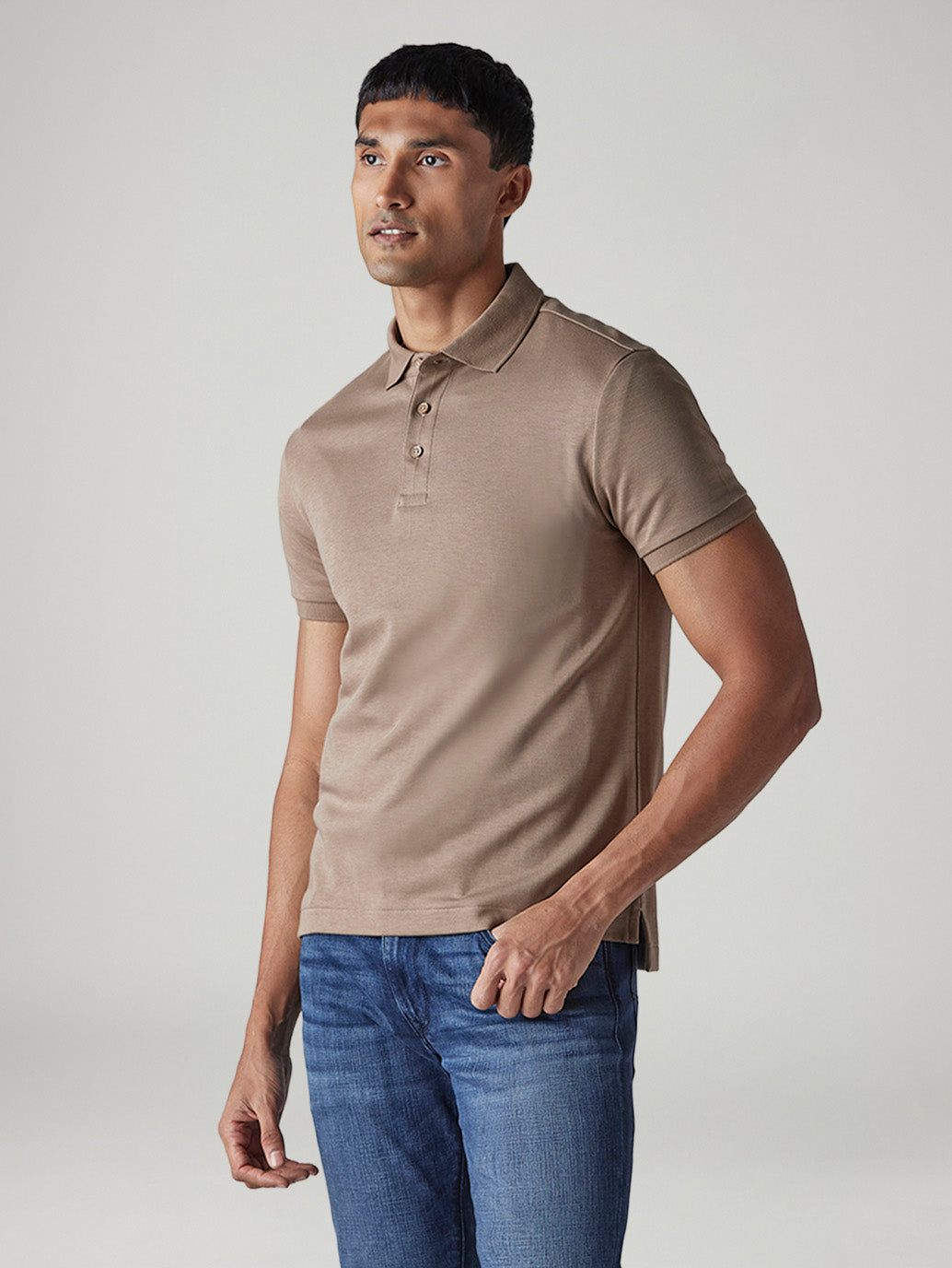 Men's Redloop Solid Slim Fit Interlock Polo T-shirt - Side View