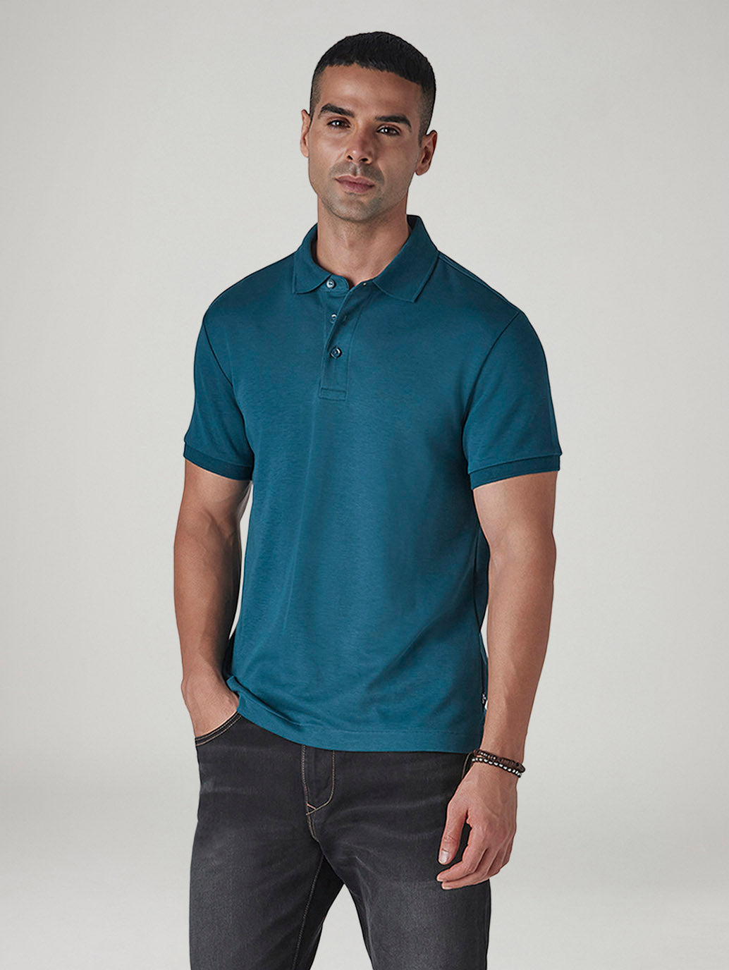Men's Redloop Solid Slim Fit Interlock Polo T-shirt
