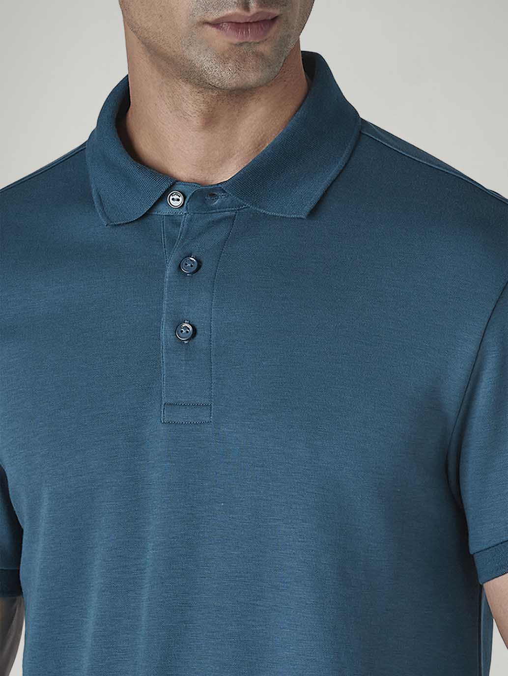 Men's Redloop Solid Slim Fit Interlock Polo T-shirt - 20 View