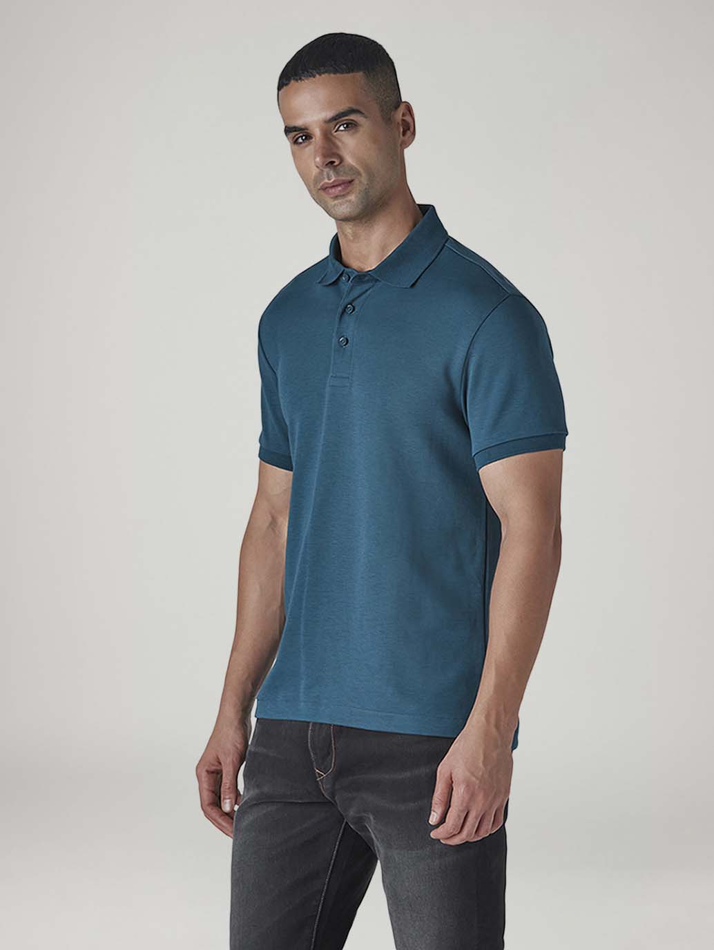 Men's Redloop Solid Slim Fit Interlock Polo T-shirt - 20 View