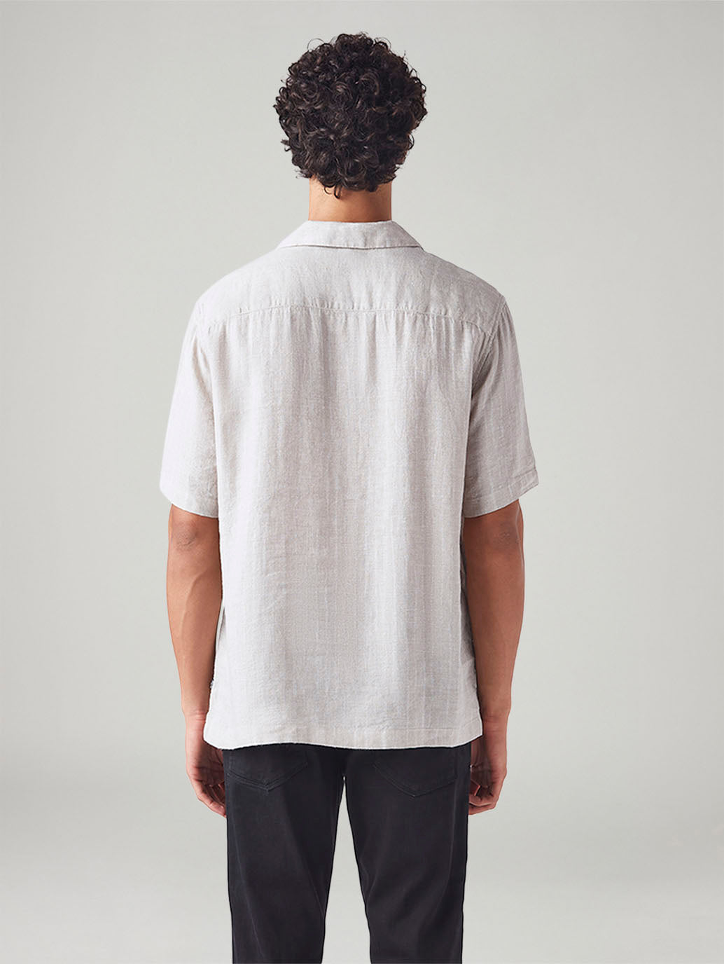 Men's Solid Relaxed Fit Linen Shirt - Back View