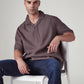 Men's Solid Loose Fit Resort Collar Redloop Shirt - Logo View
