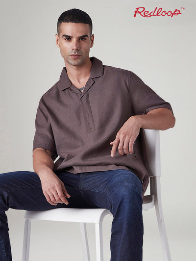 Men's Solid Loose Fit Resort Collar Redloop Shirt-image-33