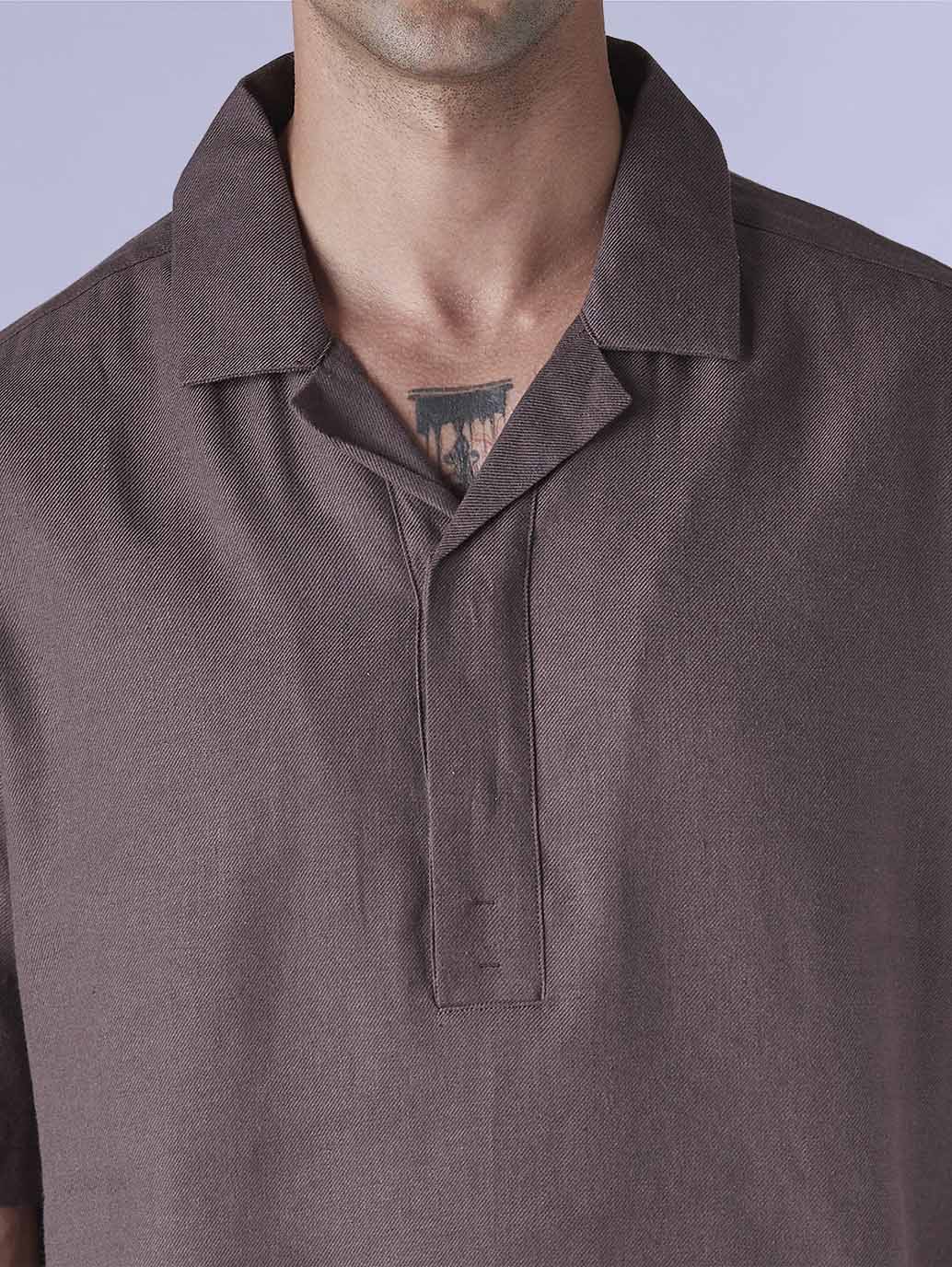 Men's Solid Loose Fit Resort Collar Redloop Shirt - 51cd0ee7-7839-4f7e-8ef8-ec29b24374b6 View