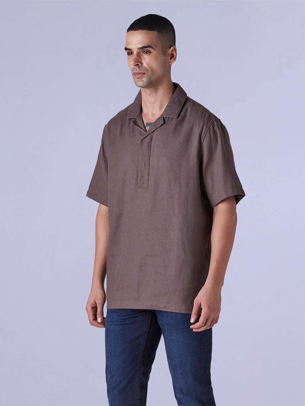 Men's Solid Loose Fit Resort Collar Redloop Shirt - 1018af7f-9d35-4889-8a14-8948a0dc6541 View