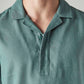 Men's Solid Loose Fit Resort Collar Redloop Shirt - Detail View