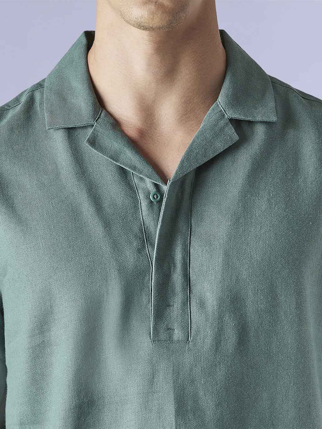 Men's Solid Loose Fit Resort Collar Redloop Shirt - 566b5b22-7c88-4dbe-9b1d-7c9b8eee62c5 View
