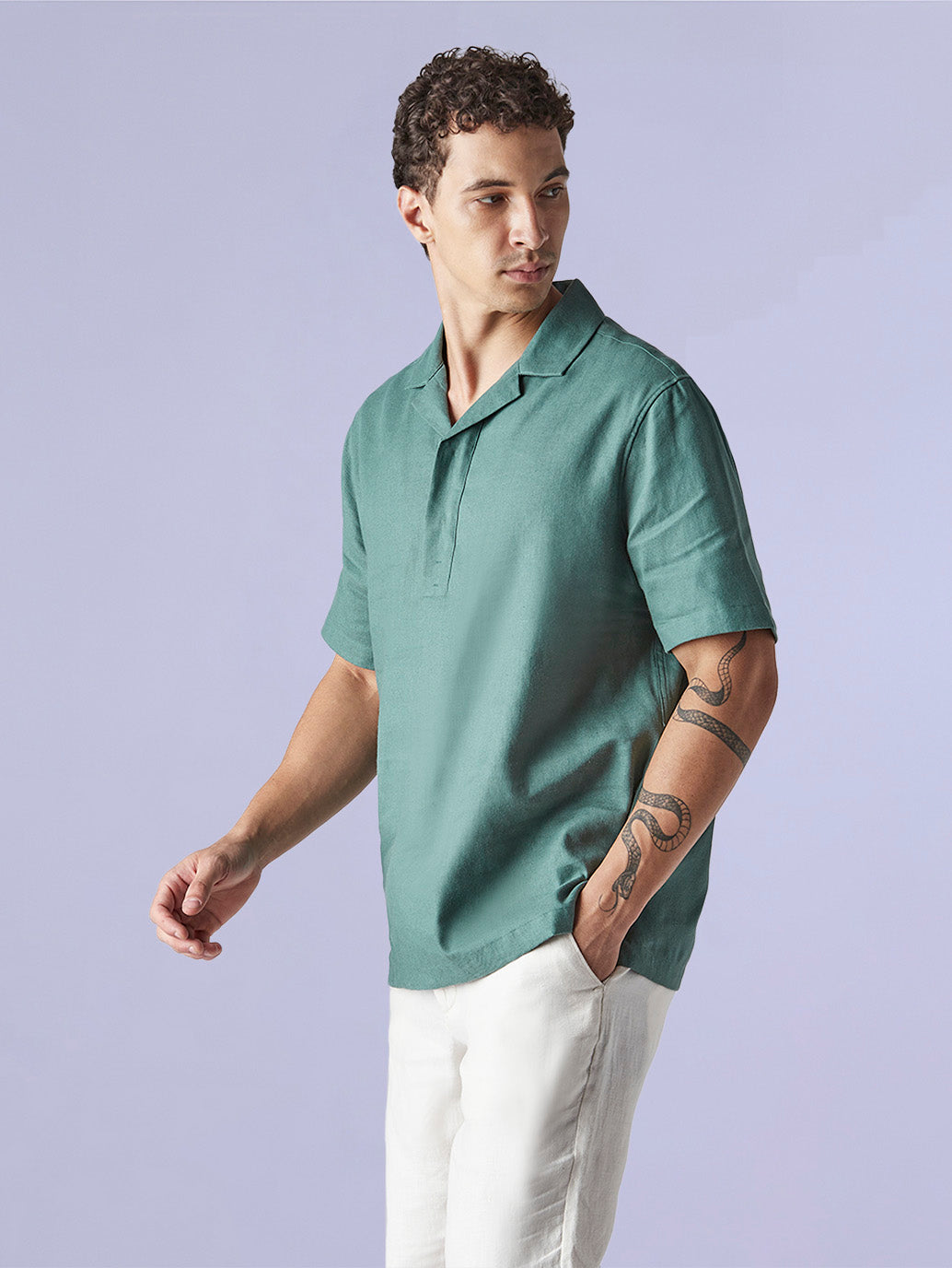 Men's Solid Loose Fit Resort Collar Redloop Shirt - 8462d39f-a723-4399-b5ca-5587e6aba2a3 View