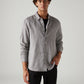 Men's Textured Grey Slim Fit Linen Shirt - Styleshot View