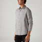 Men's Textured Grey Slim Fit Linen Shirt - Side View