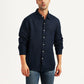 Men's Solid Navy Slim Fit Shirt - Front View