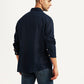 Men's Solid Navy Slim Fit Shirt - Back View
