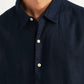 Men's Solid Navy Slim Fit Shirt - Detail View