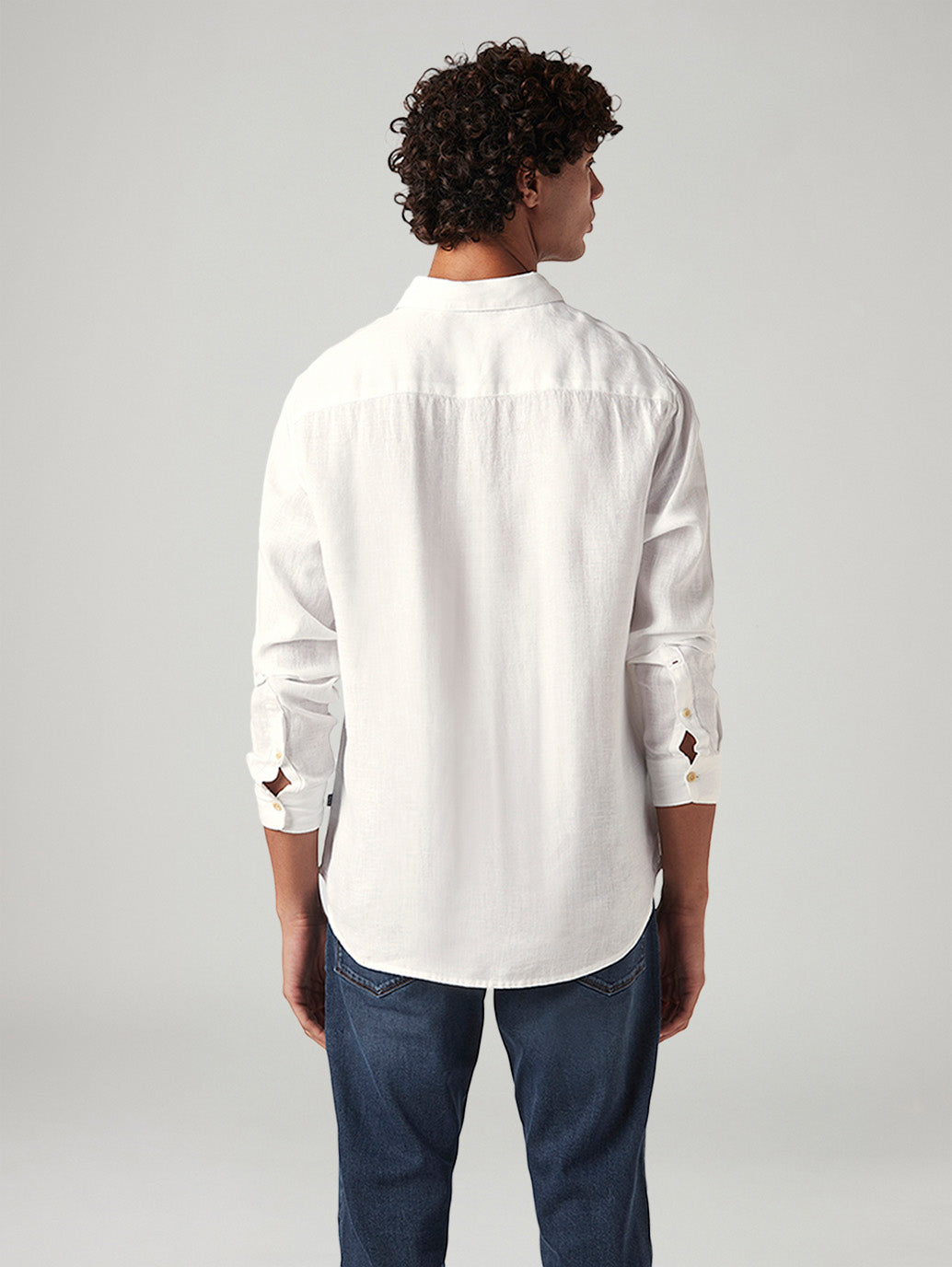 Men's Solid White Slim Fit Linen Shirt - 2e03ad50-42b2-468c-8de6-32749ebdba90 View