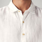 Men's Solid White Slim Fit Linen Shirt - 0e797f56-3e14-4ccb-8426-5462fa6a490e View