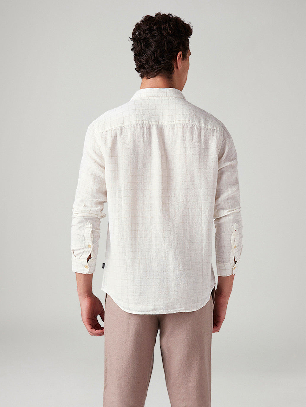 Men's Checkered Slim Fit Shirt - Back View