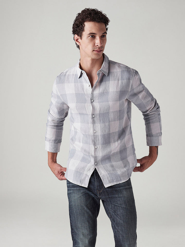 Men's Checkered Slim Fit Linen Shirt