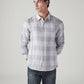 Men's Checkered Slim Fit Linen Shirt - Front View