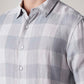 Men's Checkered Slim Fit Linen Shirt - Detail View